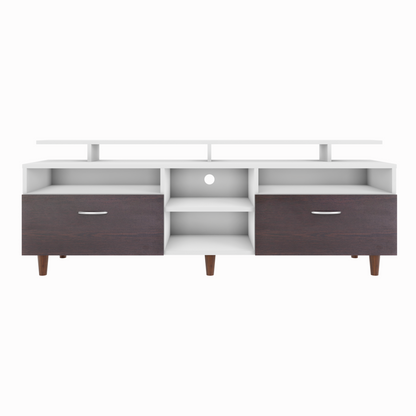 TV Unit | 2 Drawers, Open Shelves & Extension | Dual Color TV & Entertainment Unit VIKI FURNITURE