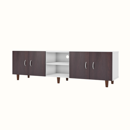 TV unit | 4 Doors, Open Shelves | Dual Color TV & Entertainment Unit VIKI FURNITURE