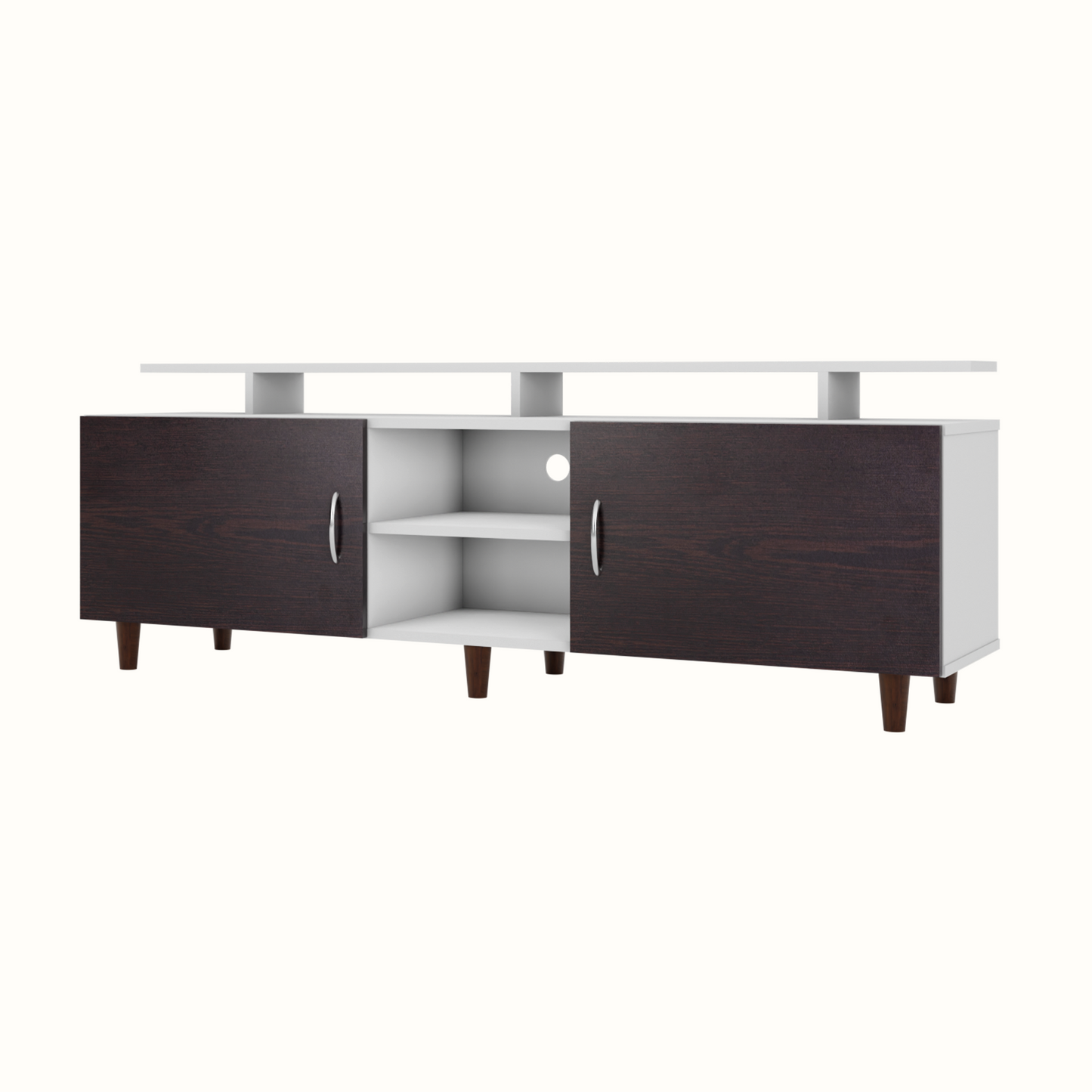 TV unit | 2 Doors, Open Shelves & Extension | Dual Color TV & Entertainment Unit VIKI FURNITURE