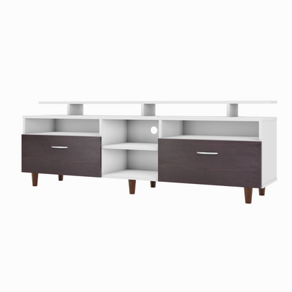 TV Unit | 2 Drawers, Open Shelves & Extension | Dual Color TV & Entertainment Unit VIKI FURNITURE