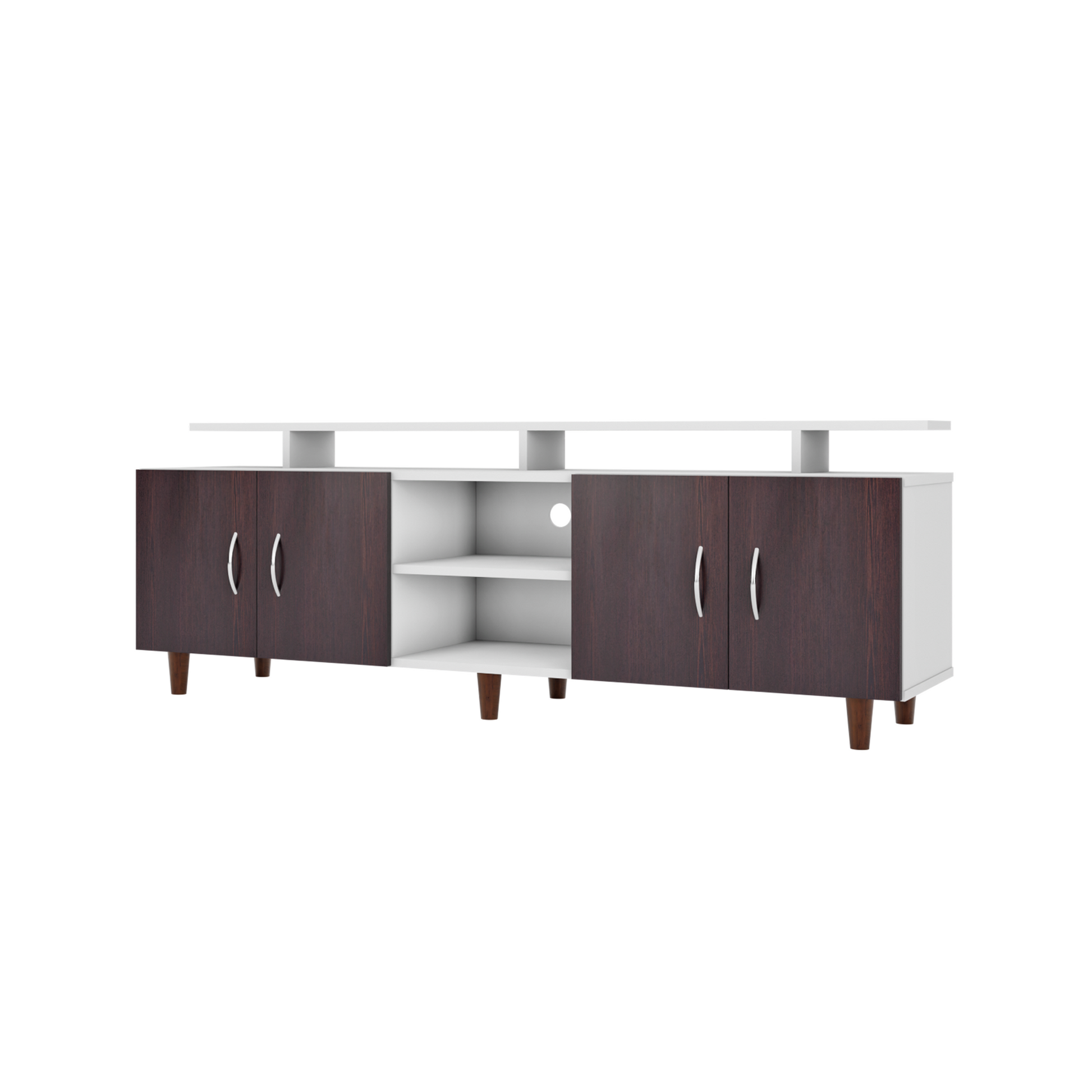 TV unit | 4 Doors, Open Shelves & Extension | Dual Color TV & Entertainment Unit VIKI FURNITURE