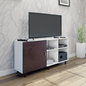 TV Unit | 1 Door, Open Shelves | Dual Color TV & Entertainment Unit VIKI FURNITURE Frosty White with Dark Wenge