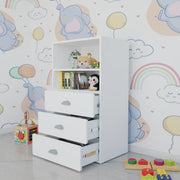 LittleCloud | Book Rack with 3 Drawers Bookcases & Standing Shelves VIKI FURNITURE White