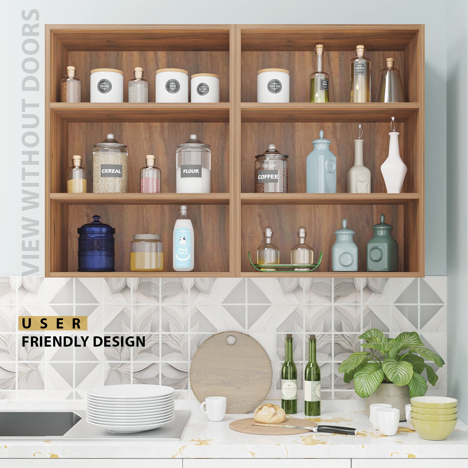 Traksha | Modular Kitchen | Wall Cabinet - 4 Doors kitchen cabinet VIKI FURNITURE