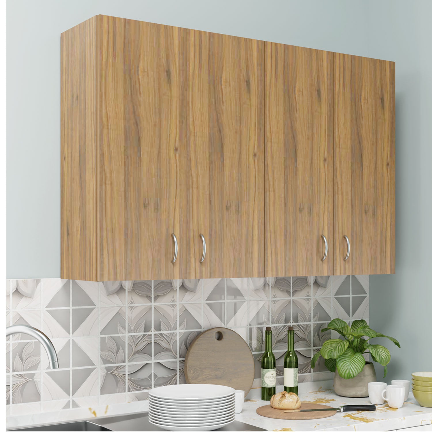 Traksha | Modular Kitchen | Wall Cabinet - 4 Doors kitchen cabinet VIKI FURNITURE Walnut