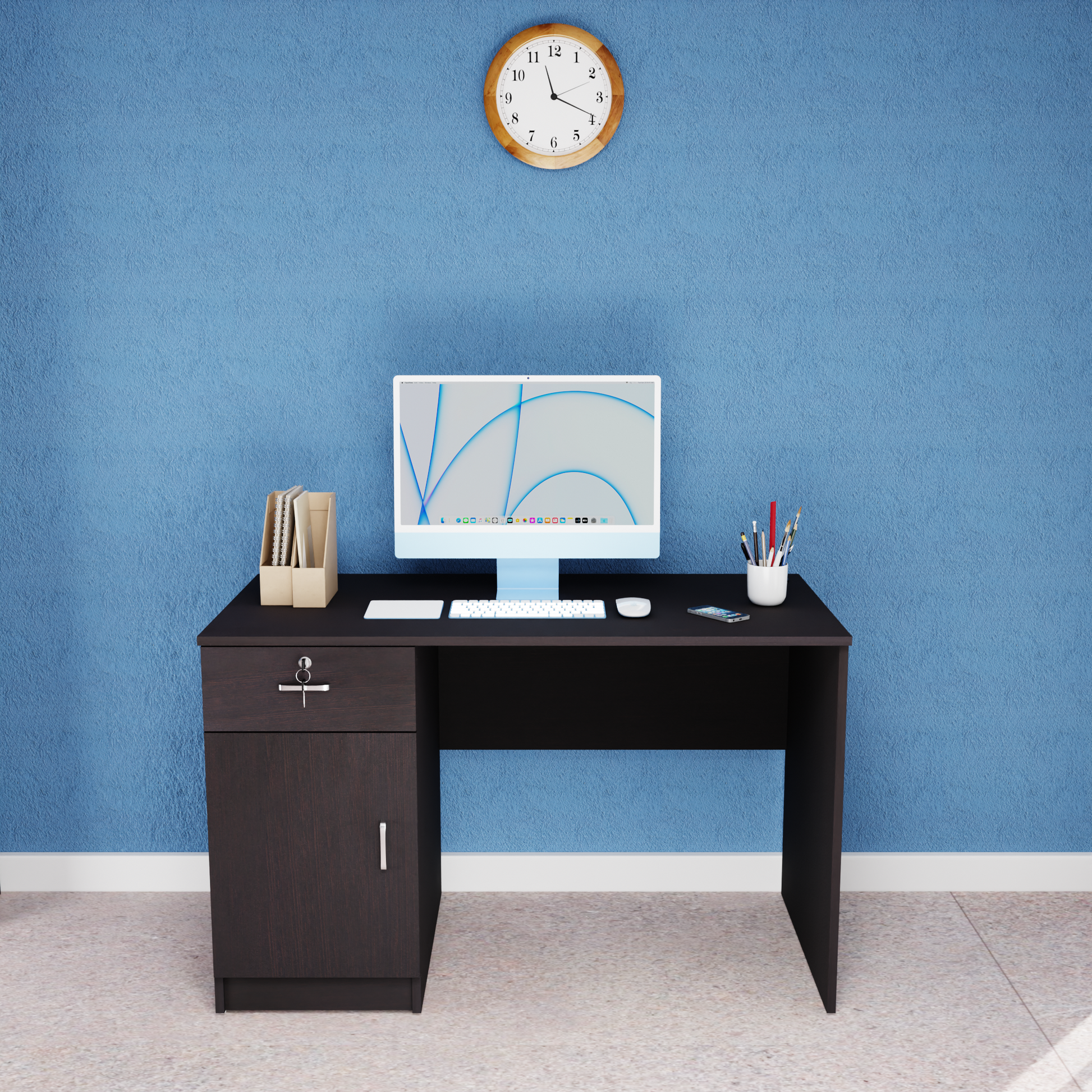 VIKI Engineered Wood Desk Study Table 1 Drawer with 1 Door Suede