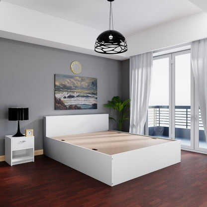 VIKI Engineered Wood Bed (Queen size)-2100x1700x800-Frosty white & Wenge