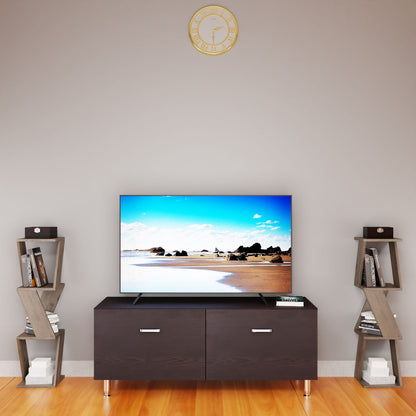 VIKI TV Unit with 2 Drawer . Size :120cmsx40cmsx40cms ( Frosty White & Wenge )