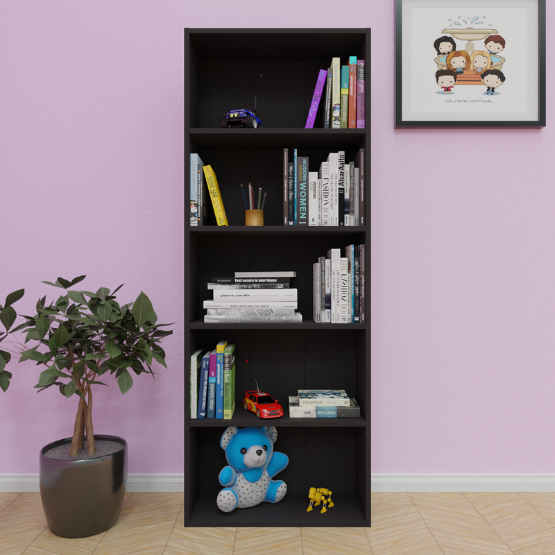 URAN | Bookcase/Bookshelf, 5 Shelf Bookcases & Standing Shelves VIKI FURNITURE Wenge