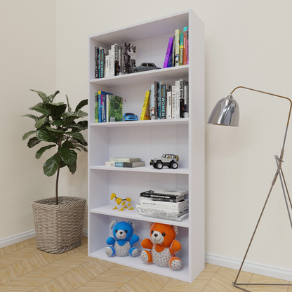 URAN | Bookcase/Bookshelf, 5 Shelf Bookcases & Standing Shelves VIKI FURNITURE Frosty White  