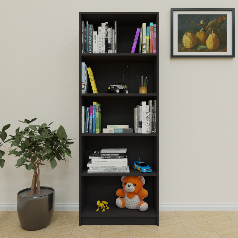 AGAM | Bookcase/Bookshelf , 5 Shelf Bookcases & Standing Shelves VIKI FURNITURE Wenge