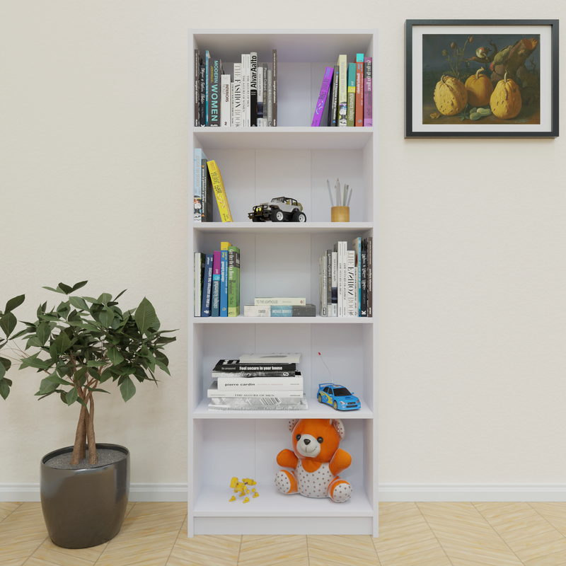 AGAM | Bookcase/Bookshelf , 5 Shelf Bookcases & Standing Shelves VIKI FURNITURE White