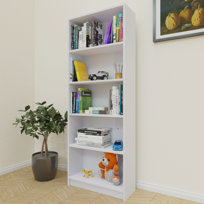 AGAM | Bookcase/Bookshelf , 5 Shelf Bookcases & Standing Shelves VIKI FURNITURE Frosty White  