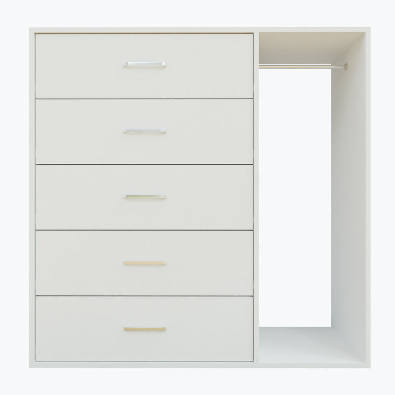 KAYAL | Chest of 5 Drawer with Cloth Hanger | Frosty white/Wenge