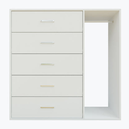 KAYAL | Chest of 5 Drawer with Cloth Hanger | Frosty white/Wenge