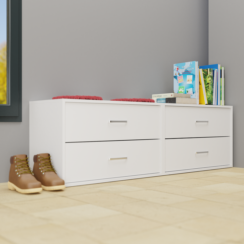 KAYAL | Chest of 4 Drawer  | Frosty white/Wenge Bedroom Furniture Sets VIKI FURNITURE Frosty White  