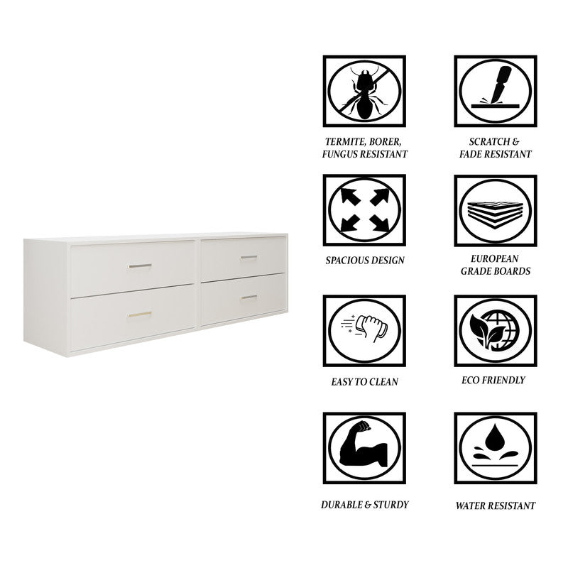 KAYAL | Chest of 4 Drawer  | Frosty white/Wenge Bedroom Furniture Sets VIKI FURNITURE   