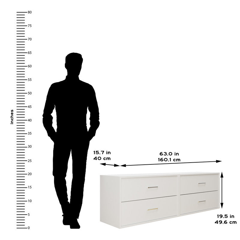 KAYAL | Chest of 4 Drawer  | Frosty white/Wenge Bedroom Furniture Sets VIKI FURNITURE   