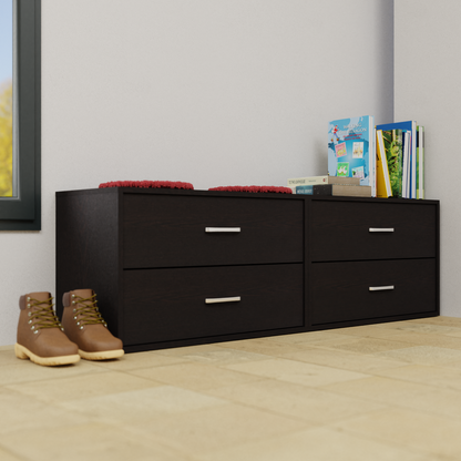 KAYAL | Chest of 4 Drawer  | Frosty white/Wenge Bedroom Furniture Sets VIKI FURNITURE Dark Wenge  