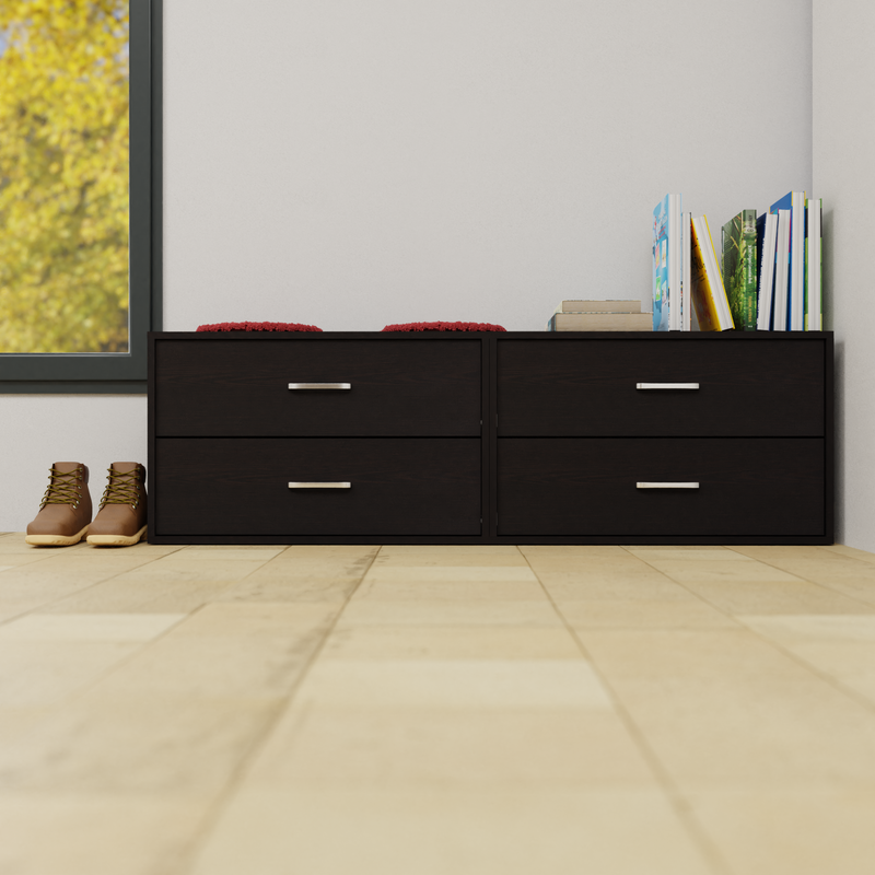 KAYAL | Chest of 4 Drawer  | Frosty white/Wenge Bedroom Furniture Sets VIKI FURNITURE   