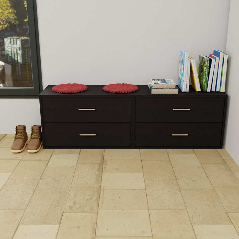 KAYAL | Chest of 4 Drawer  | Frosty white/Wenge Bedroom Furniture Sets VIKI FURNITURE   