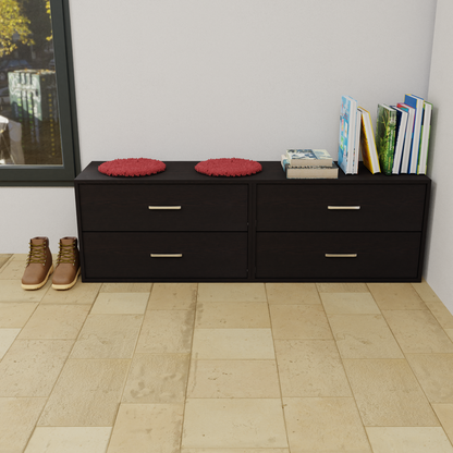 KAYAL | Chest of 4 Drawer  | Frosty white/Wenge Bedroom Furniture Sets VIKI FURNITURE   