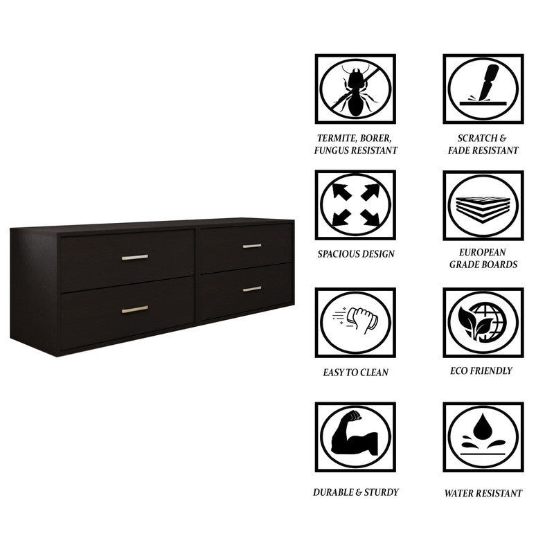 KAYAL | Chest of 4 Drawer  | Frosty white/Wenge Bedroom Furniture Sets VIKI FURNITURE   