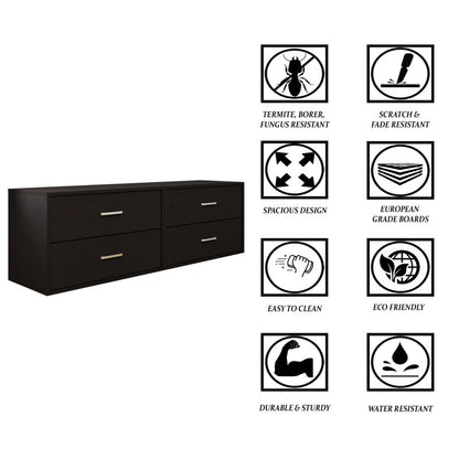 KAYAL | Chest of 4 Drawer  | Frosty white/Wenge Bedroom Furniture Sets VIKI FURNITURE   