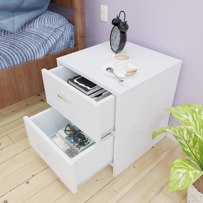 PUVIK | Bedside table, Double Drawer
