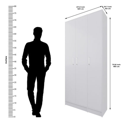AVIRA | Wardrobe , Hinged , Frosty white | 3 Inset Door Wardrobes VIKI FURNITURE   
