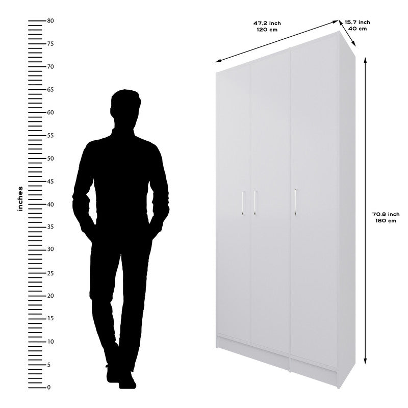 AVIRA | Wardrobe , Hinged , White | 3 Inset Door Wardrobes VIKI FURNITURE