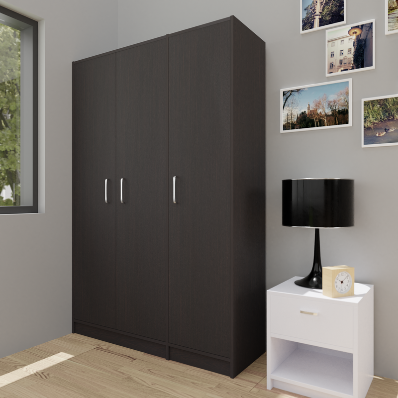 AVIRA | Wardrobe , Hinged , White | 3 Inset Door Wardrobes VIKI FURNITURE Wenge