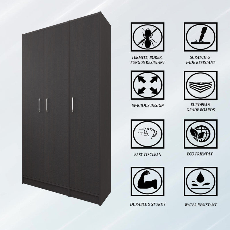 AVIRA | Wardrobe , Hinged , White | 3 Inset Door Wardrobes VIKI FURNITURE