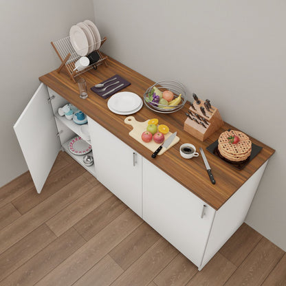 VIKI Kitchen Base Cabinets with  3 doors - size : 180x88x60 CM ( Frosty White )