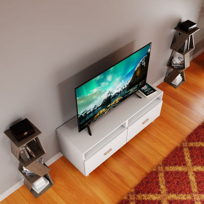 VIKI TV Unit with 2 Drawer , 2 shelfs . Size :120cmsx40cmsx40cms ( Frosty White & Wenge ) TV Unit VIKI FURNITURE   
