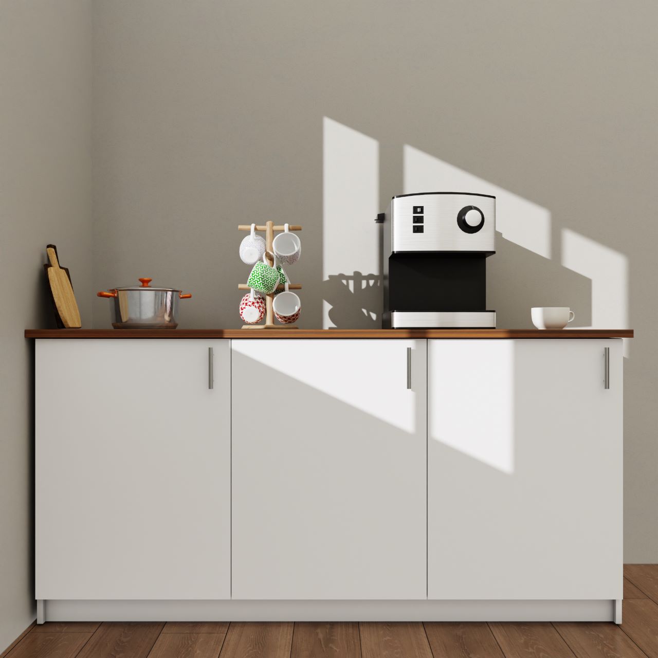 VIKI Kitchen Base Cabinets with  3 doors - size : 180x88x60 CM ( Frosty White ) kitchen cabinet VIKI FURNITURE   