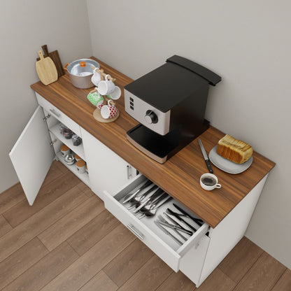 VIKI Kitchen Base Cabinets with 2 drawer , 3 doors - size : 180x88x60 CM ( Frosty White )