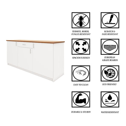 VIKI Kitchen Base Cabinets with 1 drawer , 3 doors - size : 180x88x60 CM ( Frosty White )
