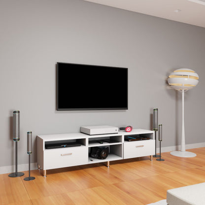 VIKI TV Unit with 2 Drawer . Size :180cmsx40cmsx38cms ( Frosty White & Wenge )