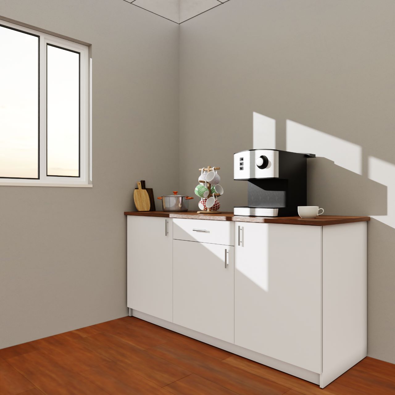 VIKI Kitchen Base Cabinets with 1 drawer , 3 doors - size : 180x88x60 CM ( Frosty White ) kitchen cabinet VIKI FURNITURE   