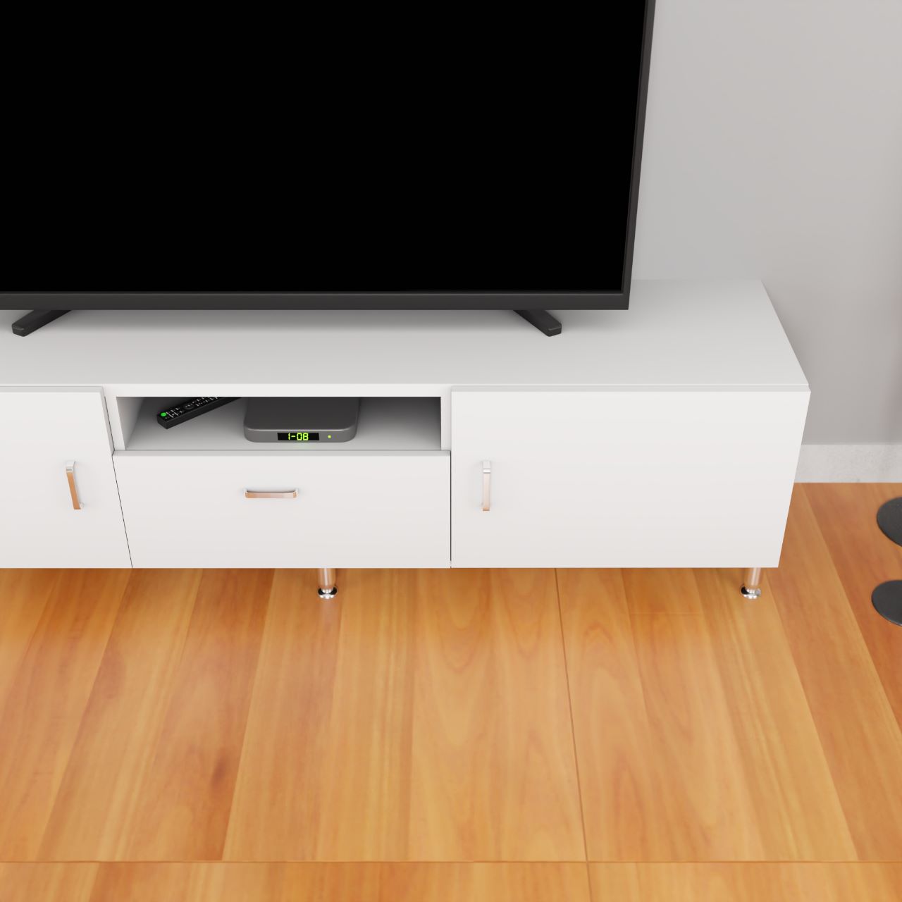 VIKI TV Unit  with 2 Door & 1 drawer  . Size :180cmsx40cmsx38cms ( Frosty White & Wenge )