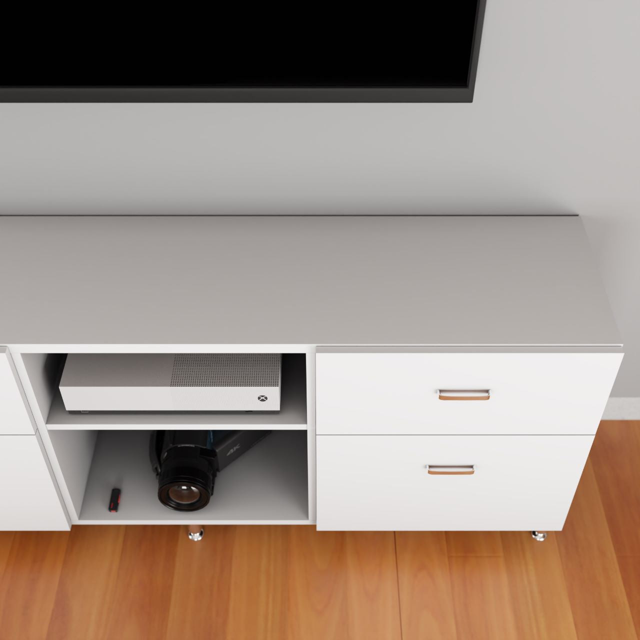 VIKI TV Unit with 4 Drawer, 1 shelf . Size :180cmsx64cmsx40cms ( Frosty White & Wenge )