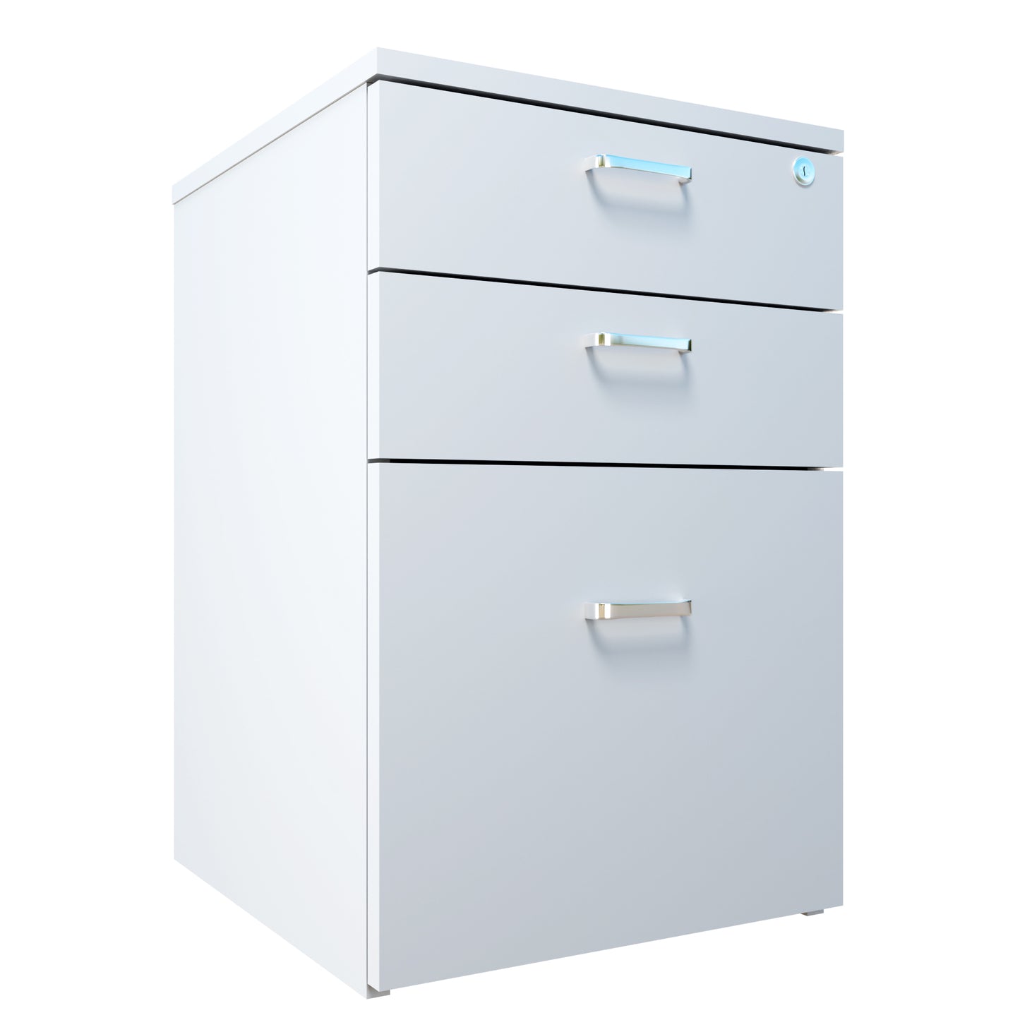 Pedestal 3 Drawer unit with smart lock  (Suede Finish , Frosty white and Wenge ) piedestal