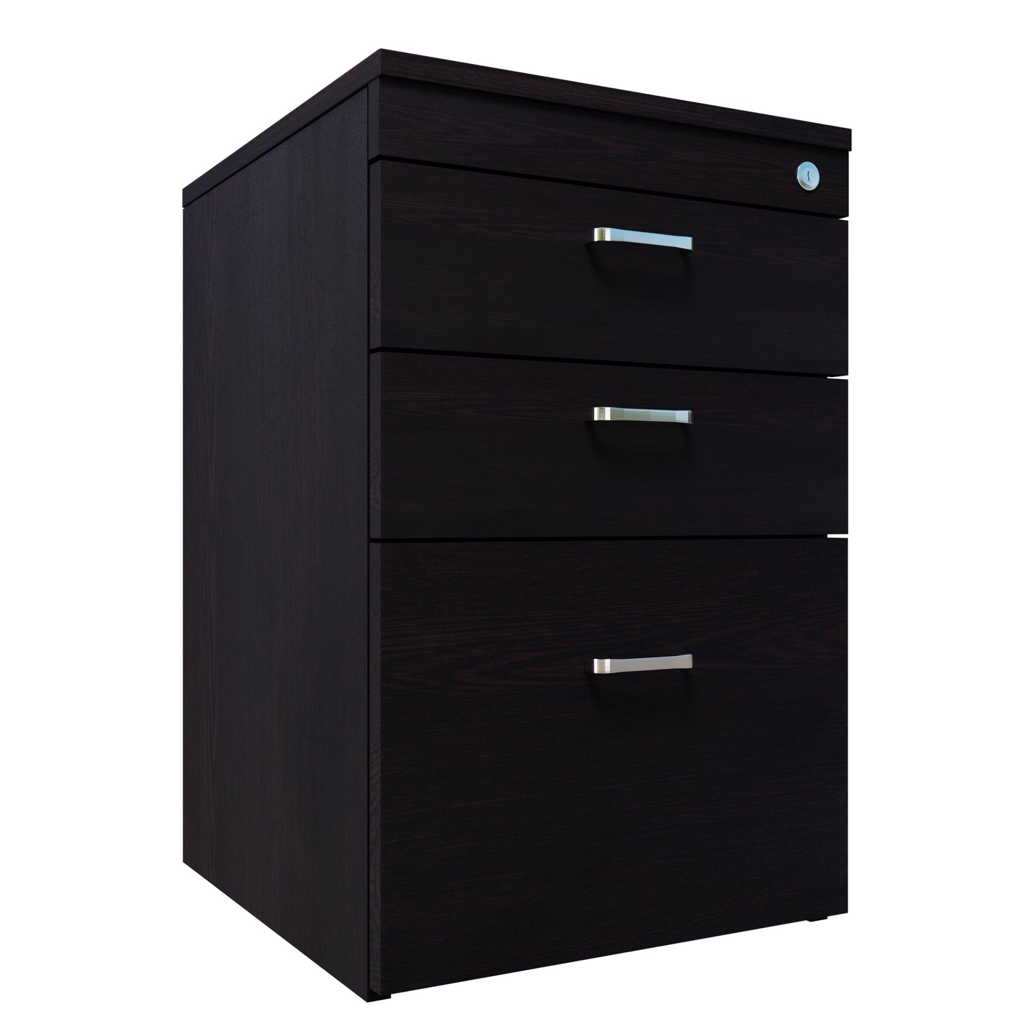 Pedestal 3 Drawer unit with standard lock  (Suede Finish , Frosty white and Wenge ) piedestal