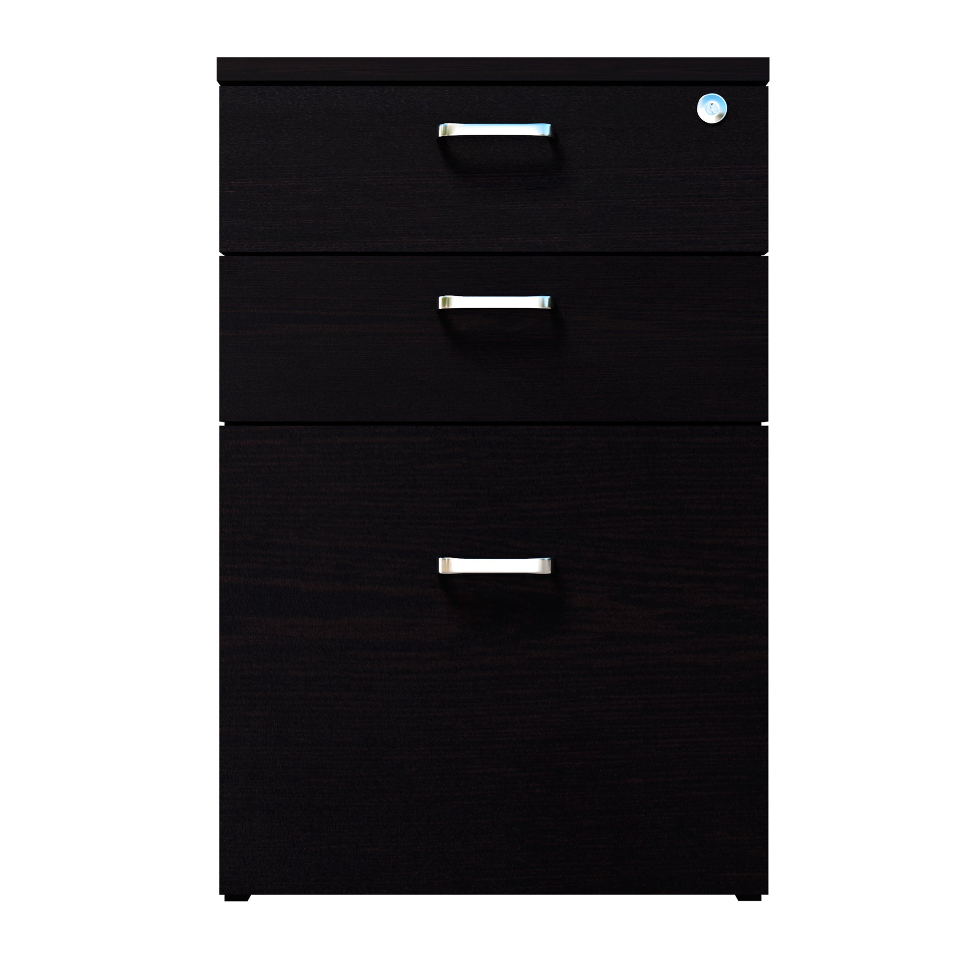 Pedestal 3 Drawer unit with smart lock  (Suede Finish , Frosty white and Wenge ) piedestal Drawer Units VIKI FURNITURE   