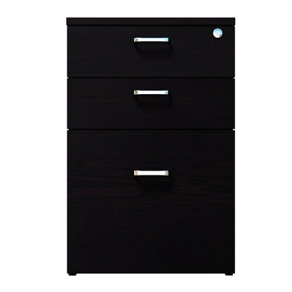 Pedestal 3 Drawer unit with smart lock  (Suede Finish , Frosty white and Wenge ) piedestal