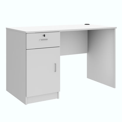 VIKI Engineered Wood Desk/Study Table 1 Drawer with 1 Door (Suede Finish, Frosty White and Wenge)