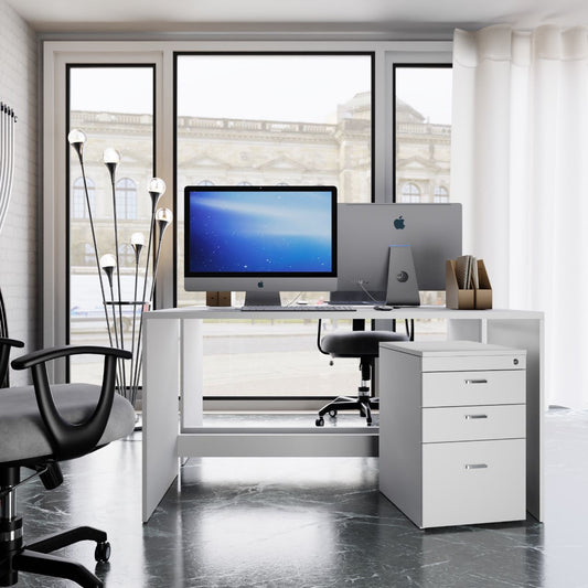 Pedestal 3 Drawer unit with standard lock (Suede Finish , Frosty white and Wenge ) piedestal Drawer Units VIKI FURNITURE Frosty White